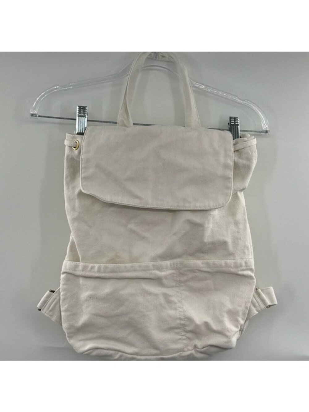 Laude the Label Canvas Backpack Natural Cotton Drawstring Flap Top Handmade